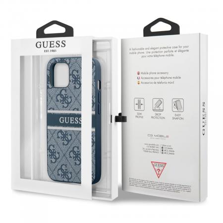 Чехол Guess для iPhone 13 PU 4G Stripe printed logo Hard (GUHCP13M4GDBL) Синий