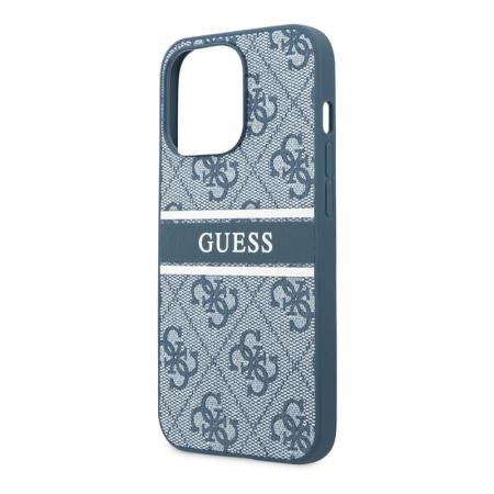 Чехол Guess для iPhone 14 Pro PU 4G Stripe printed logo Hard (GUHCP14L4GDBL) Синий