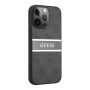 Чехол Guess для iPhone 14 Pro PU 4G Stripe printed logo Hard (GUHCP14L4GDGR) Серый