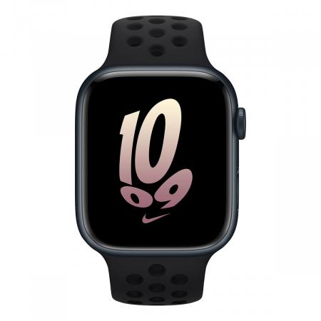 Apple Watch Nike Series 8, 45 мм корпус из алюминия цвета «Midnight», ремешок Nike Sport Band размера S/M цвета «Black/Black»