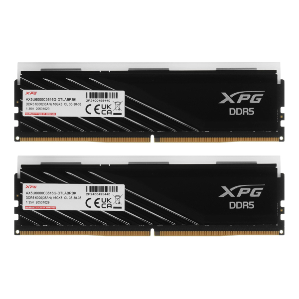 Оперативная память ADATA (AX5U6000C3616G DTLABRBK) DDR5 32GB 6000MHz CL36 UDIMM 2x16GB RGB