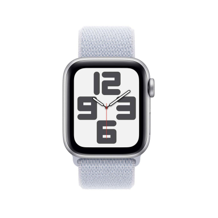 Apple Watch SE (2024), 40 мм корпус из алюминия цвета «Silver», ремешок Sport Loop цвета «Blue Cloud»