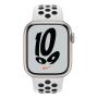Apple Watch Nike Series 7, 41 мм корпус из алюминия цвета «сияющая звезда», спортивный ремешок Nike цвета «чистая платина/чёрный»