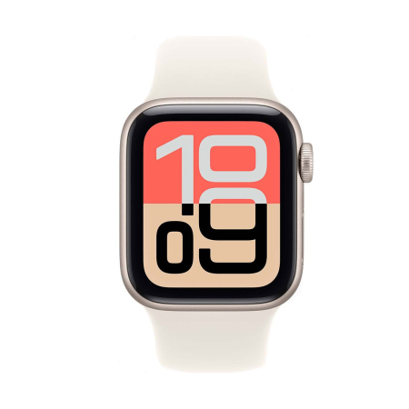 Apple Watch SE 3 (2025), 44 мм корпус из алюминия цвета «Starlight», ремешок Sport Band размера S/M цвета «Starlight»