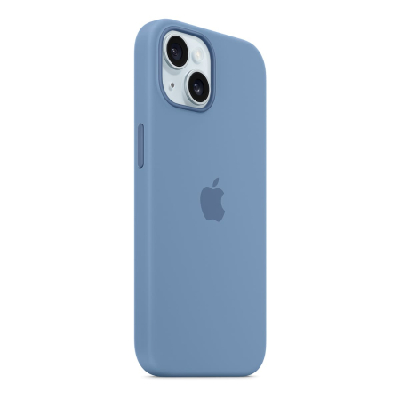 Чехол Silicone Case для Apple iPhone 15 с MagSafe Winter Blue, голубой