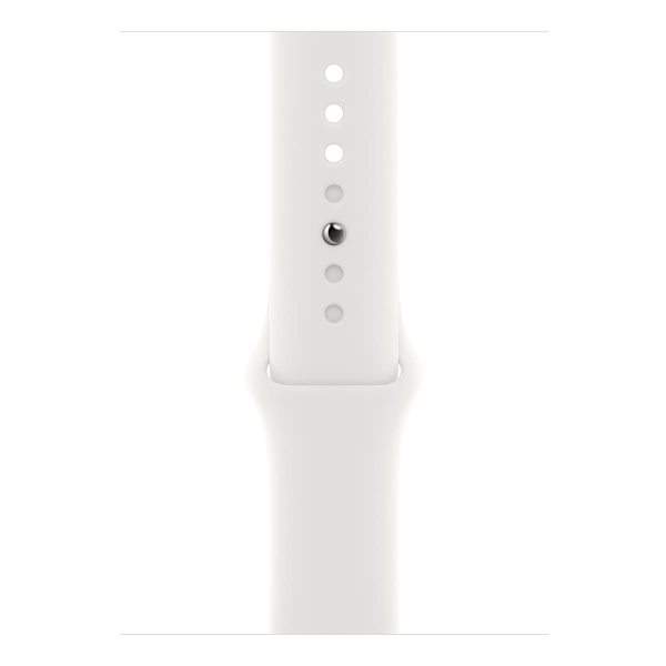 Apple Watch Series 8, 45 мм корпус из алюминия цвета «Silver», ремешок Sport Band размера M/L цвета «White»