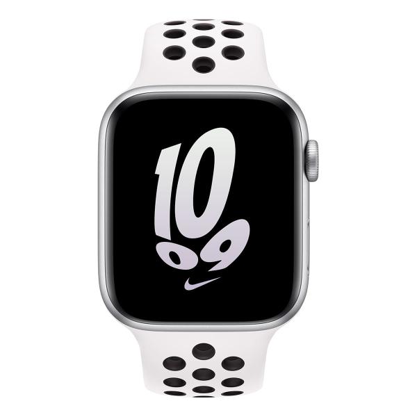 Apple Watch Nike SE (2022), 44 мм корпус из алюминия цвета «Silver», ремешок Nike Sport Band размера S/M цвета «Summit White/Black»