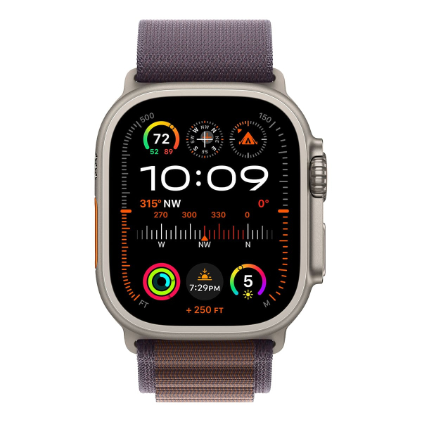 Apple Watch Ultra 2 (2023), 49 мм корпус из титана цвета «Natural», ремешок Alpine Loop размера M цвета «Indigo»