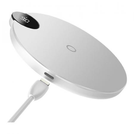 Беспроводное зарядное устройство Baseus Led Display Wireless Charger (WXSX-02) White, белый
