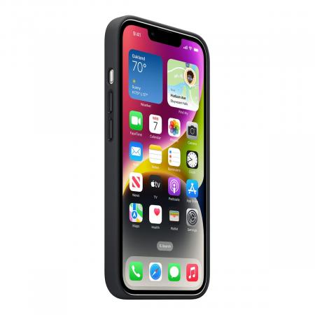 Чехол Leather Case MagSafe для Apple iPhone 14 «Midnight» Черный